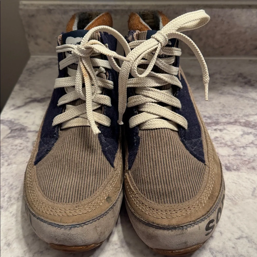 Sorel Mens Shoes NM1574-221 Size 9 Tan Navy Hi Top Sneakers